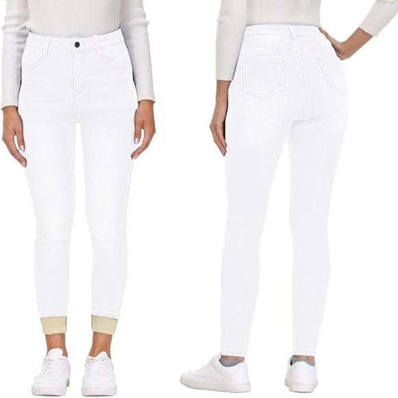 NWOT KDF Womens White Fleece Lined Jeans - Picture 5 of 5